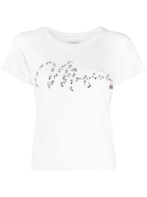 Musium Div. sequin-logo cotton T-shirt - White