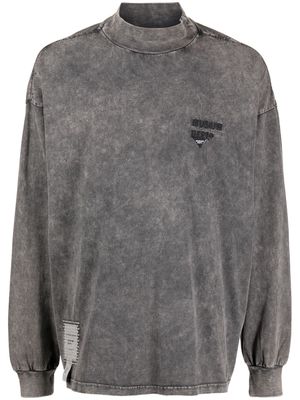 Musium Div. stonewashed logo-embroidered cotton T-shirt - Grey