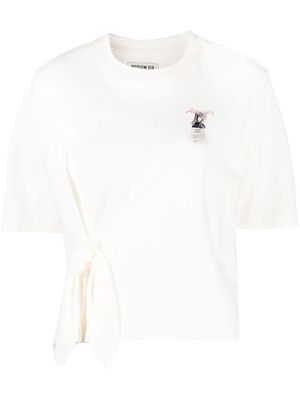 Musium Div. tie-gathered-detail cotton T-shirt - White