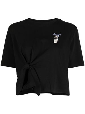 Musium Div. tie-gathered-detail cropped T-shirt - Black
