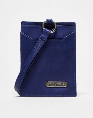 MuuBaa card holder in blue leather