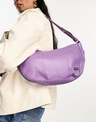 Muubaa curved leather shoulder bag in purple