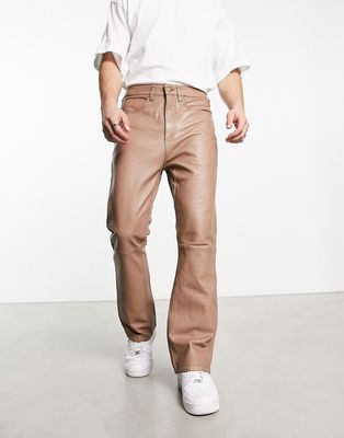 Muubaa oversized leather workwear pants in brown