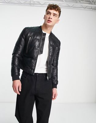 Muubaa quilted leather bomber jacket-Black