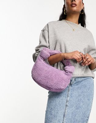 MuuBaa shearling grab bag with knot strap in lilac-Purple
