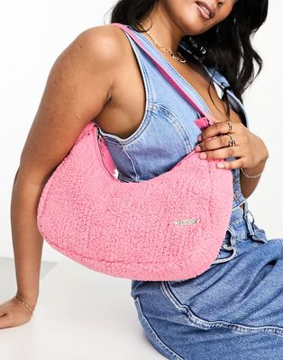 MuuBaa slouchy borg shoulder bag in pink