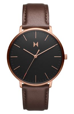 MVMT Legacy Slim Leather Strap Watch, 42mm in Black/Brown 