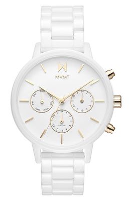 MVMT Nova Ceramic Chronograph Bracelet Watch, 38mm in White 