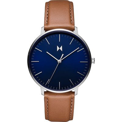 MVMT WATCHES Legacy Slim Leather Strap Watch, 42mm in Blue 