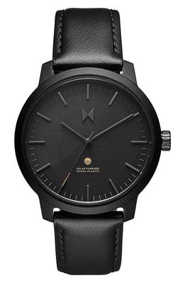 MVMT WATCHES Legacy Solar Faux Leather Strap Watch