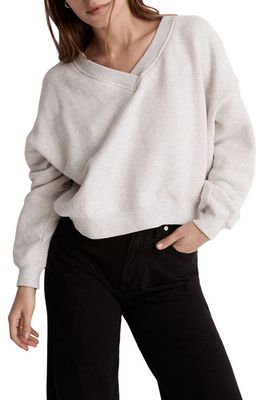 MWL Airyterry V-Neck Sweatshirt in Heather Light Grey