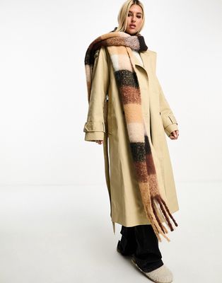 My Accessories London blanket scarf in brown plaid