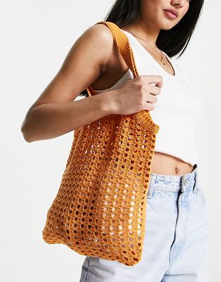 My Accessories London crochet tote bag in orange