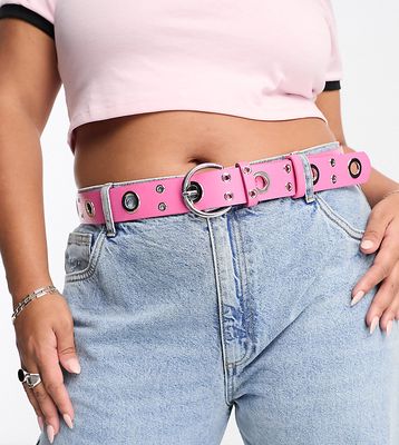 My Accessories London Curve eyelet belt in pink