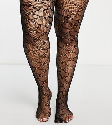 My Accessories London Curve sheer tights in black lace