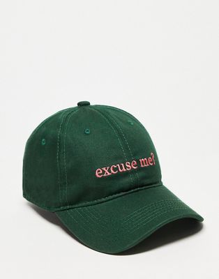 My Accessories London 'excuse me' cap in green