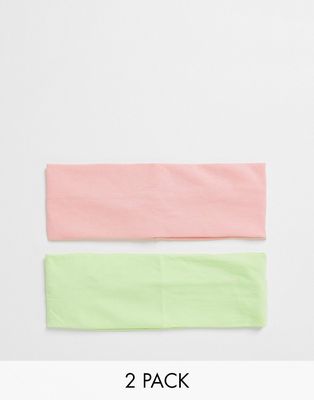 My Accessories London jersey headband 2 pack in pastel mix-Multi
