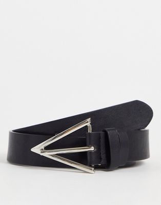 My Accessories London minimal arrow buckle belt in black