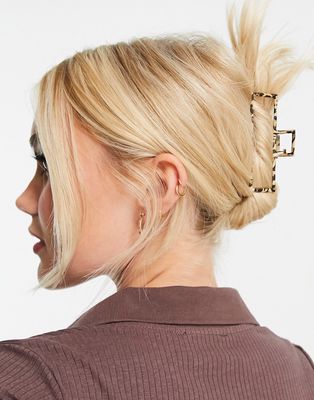 My Accessories London open hair claw clip in leopard-Neutral
