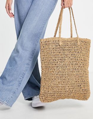 My Accessories London oversized weave tote bag-Neutral