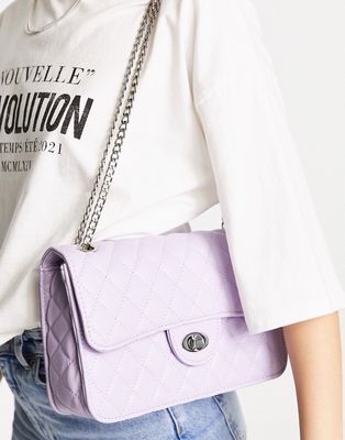 My Accessories London quilted cross body bag in lilac-Purple