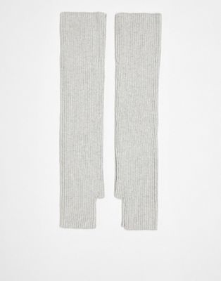 My Accessories London ribbed arm warmers in gray