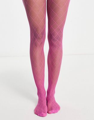 My Accessories London sheer tights in purple with criss cross diamond print