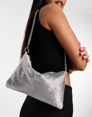 My Accessories London slouchy chainmail shoulder bag in silver