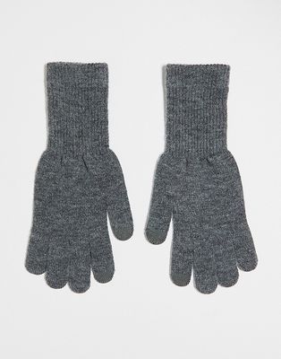 My Accessories London touch screen knitted gloves in gray