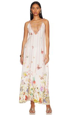 My Beachy Side Lace Up Maxi Dress in White