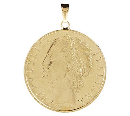 My Lira 100 Lire Coin Pendant, 14K