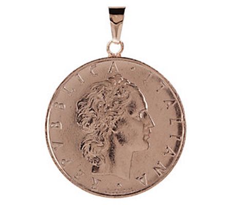 My Lira 50 Lire Coin Pendant, 14K