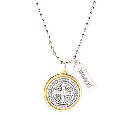 My Saint My Hero Benedictine Blessing Two-Tone Necklace