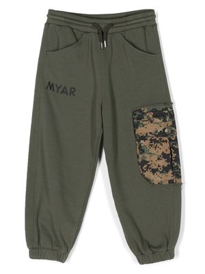 MYAR KIDS camouflage-pocket cotton track pants - Green