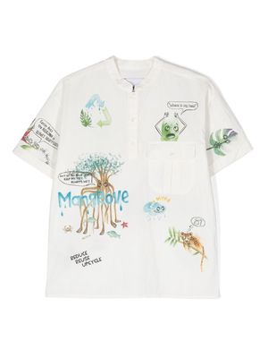 MYAR KIDS graphic-print button-placket shirt - White