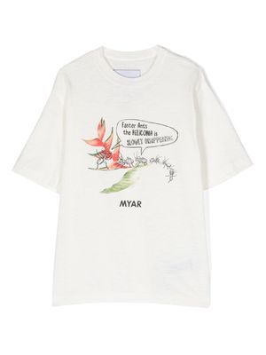 MYAR KIDS graphic-print cotton-linen T-shirt - White