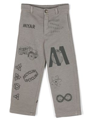 MYAR KIDS graphic-print straight-leg trousers - Grey