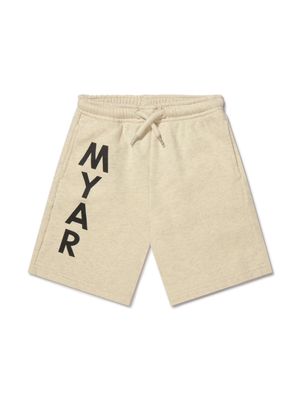 MYAR KIDS logo-print cotton shorts - Neutrals