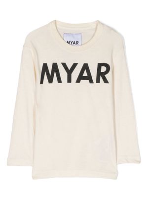 MYAR KIDS logo-print cotton sweatshirt - Neutrals