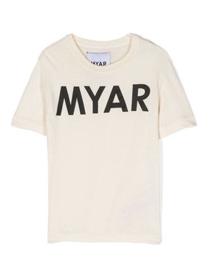 MYAR KIDS logo-print cotton T-shirt - Neutrals