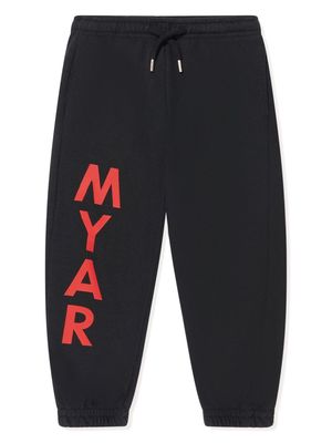 MYAR KIDS logo-print cotton track pants - Black