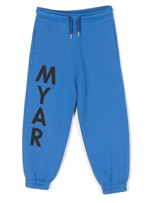 MYAR KIDS logo-print cotton track pants - Blue
