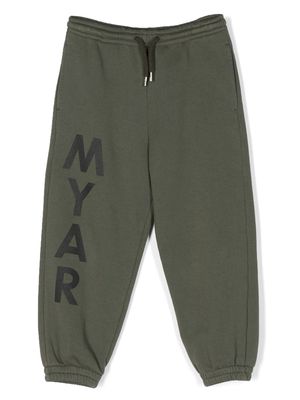 MYAR KIDS logo-print cotton track pants - Green