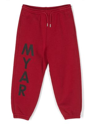 MYAR KIDS logo-print cotton track pants - Red