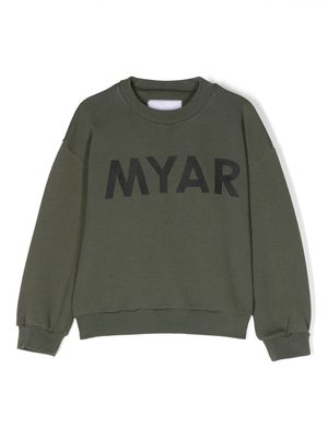 MYAR KIDS logo-print jersey fleece jumper - Green