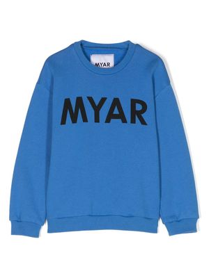 MYAR KIDS logo-print jersey fleece sweatshirt - Blue