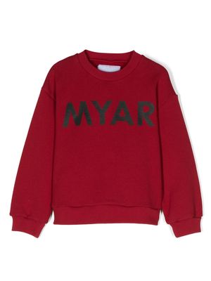MYAR KIDS logo-print jersey fleece sweatshirt - Red