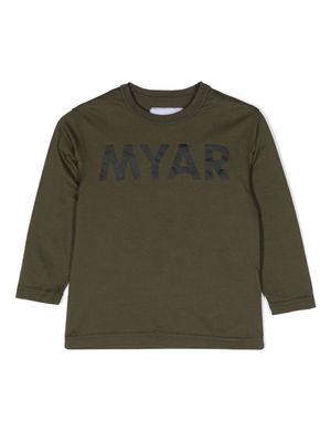 MYAR KIDS logo-print long-sleeve T-shirt - Green