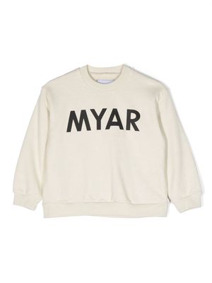 MYAR KIDS logo-print round-neck sweatshirt - Neutrals