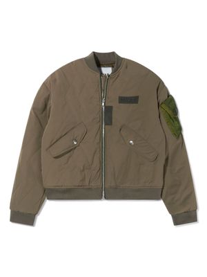 MYAR KIDS logo-print zip-up bomber jacket - Green